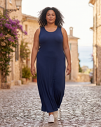 Vestido Largo Bexley Mujer – Vestido Maxi Tipo Tank Top con Cuello Redondo Sin Mangas y Corte Ajustado