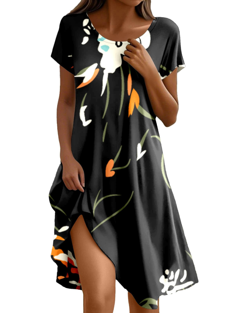 Brielle Robe Longue Femme – Maxi Robe Volantée Col Rond Coupe Fluide Élégante