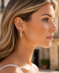 Elise Boucles d'Oreilles Femme – Créoles Plaquées Rhodium Pavées de Cristaux Transparents