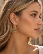 Pendientes Jasmine para mujer – Pendientes colgantes con cristales verdes chapados en oro aros elegantes