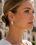 Aurora Women's Earrings – Rhodium-Plated Hoops Paved with Clear Crystals