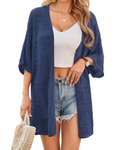 Delaney Kimono Mujer – Cárdigan de Crochet Largo con Mangas Murciélago y Tejido Calado