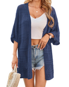 Delaney Kimono Mujer – Cárdigan de Crochet Largo con Mangas Murciélago y Tejido Calado