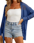 Everly Cardigan Crochet Femme – Gilet Long Ajouré Dentelle Léger Manches Longues