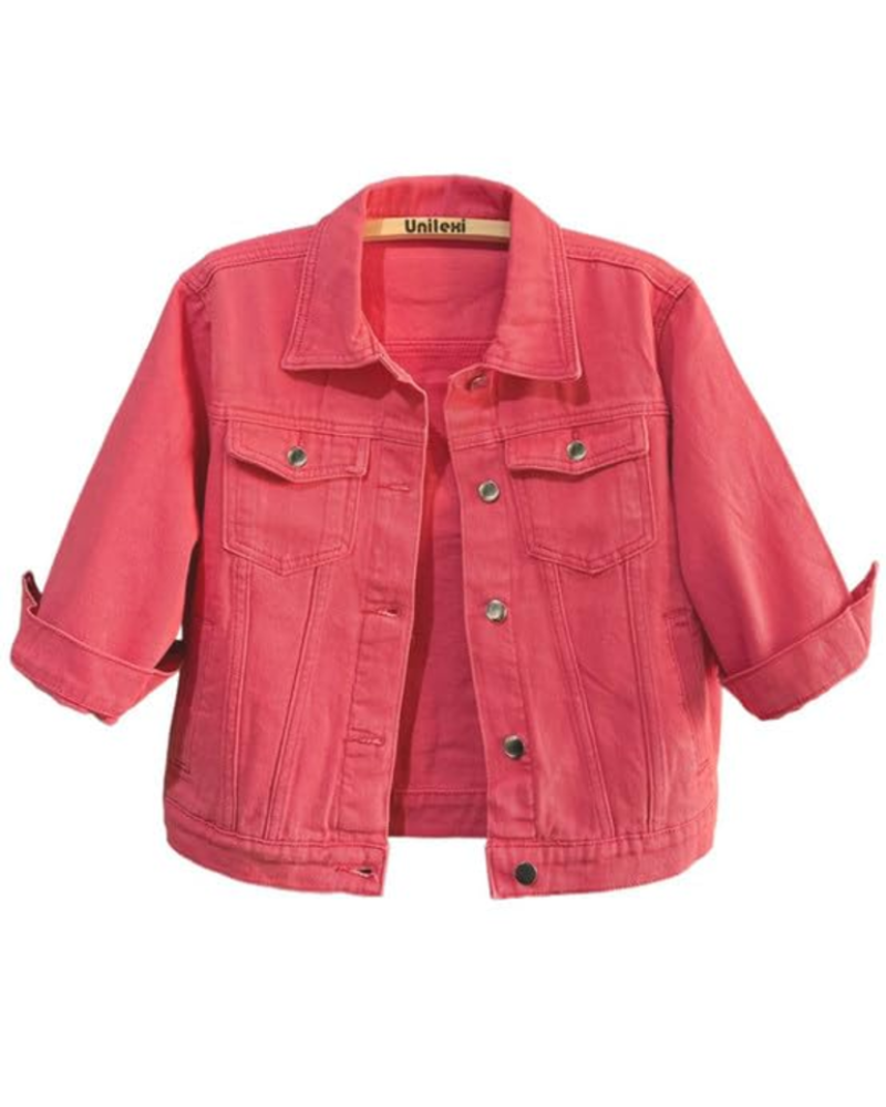 Sophie Veste en Jean Courte Femme – Denim Léger avec Col Classique, Boutons & Poches