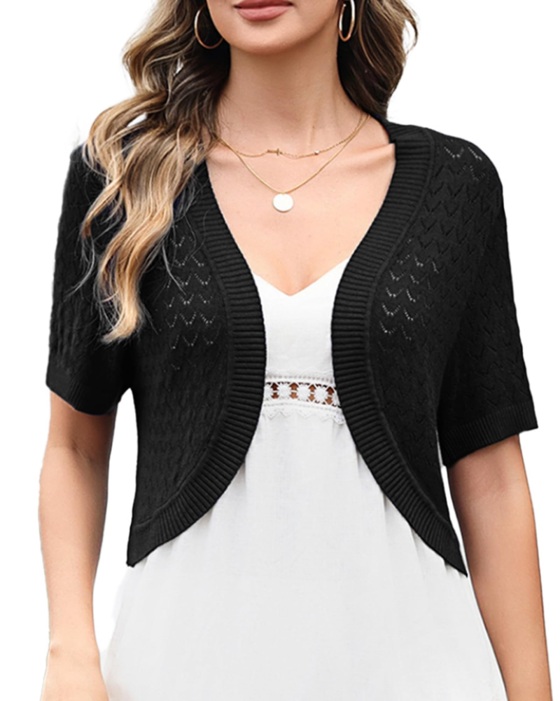 Keira Bolero for Women – Elegant Vintage Style Short Openwork Crochet Knit Cardigan