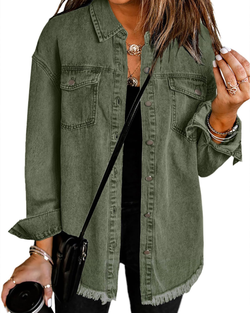 Presley Veste en Jean Femme – Veste Oversize Style Boyfriend avec Grandes Poches