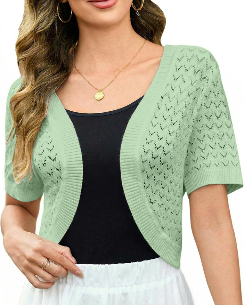 Keira Bolero for Women – Elegant Vintage Style Short Openwork Crochet Knit Cardigan