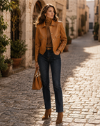 Grace Giacca Donna in Pelle – Giacca Elegante con Collo Raffinato, Tasche Pratiche e Chiusura con Bottoni