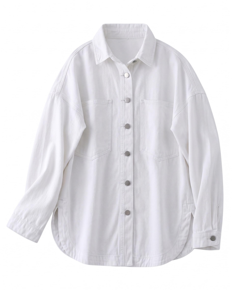 Rowan Veste Chemise en Jean Femme – Surchemise Oversize Boutonnée avec Poches en Denim