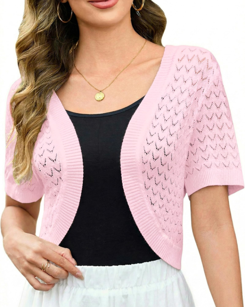 Keira Bolero for Women – Elegant Vintage Style Short Openwork Crochet Knit Cardigan