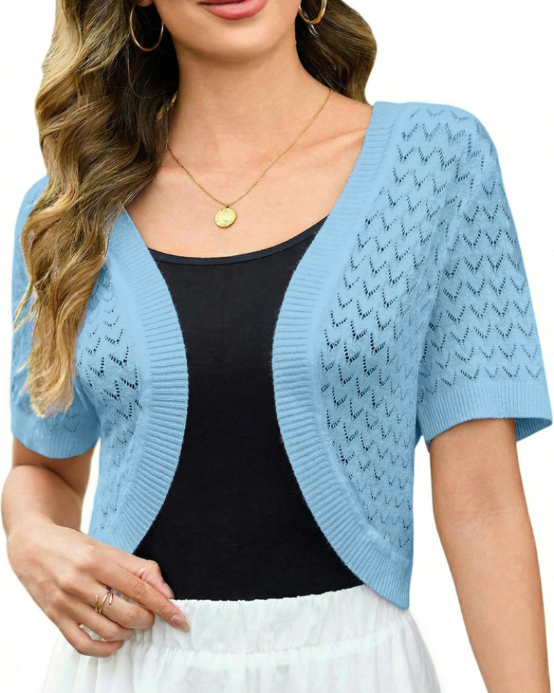Keira Bolero for Women – Elegant Vintage Style Short Openwork Crochet Knit Cardigan