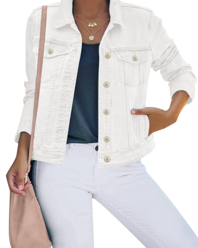 Skylar Veste en Jean Femme – Veste Boutonnée Stretch avec Poches Style Western