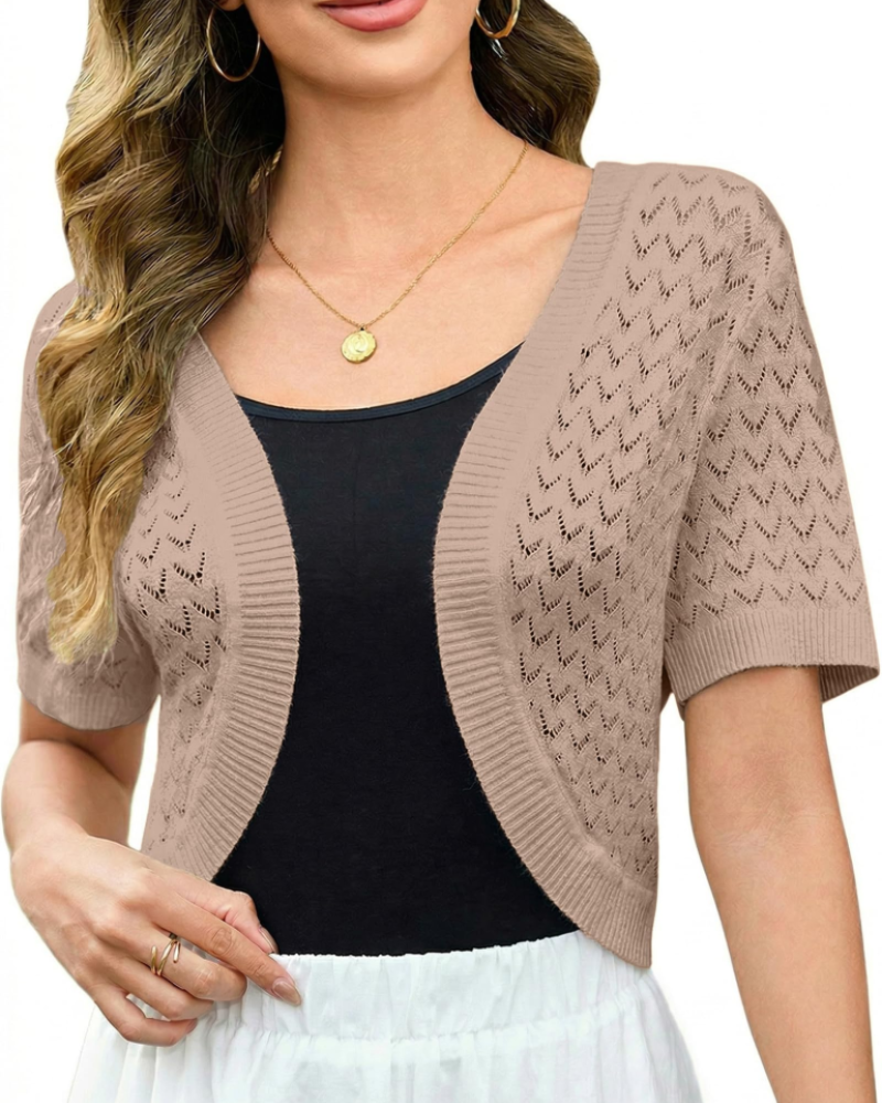 Keira Bolero for Women – Elegant Vintage Style Short Openwork Crochet Knit Cardigan
