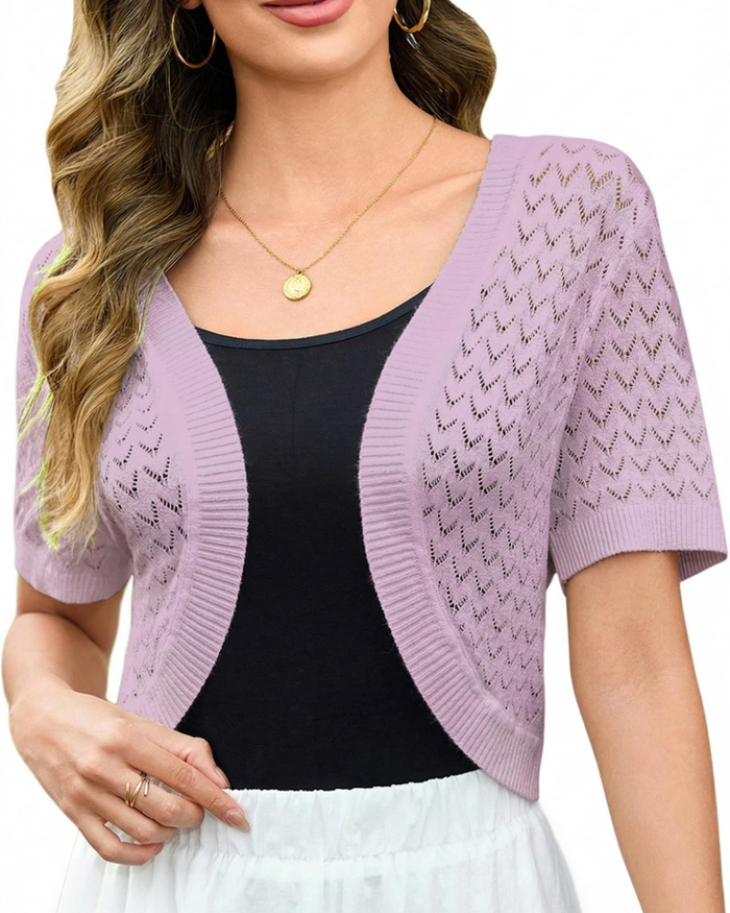 Keira Bolero for Women – Elegant Vintage Style Short Openwork Crochet Knit Cardigan