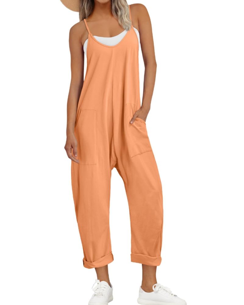 Savannah Combinaison Femme – Combinaison Ample à Bretelles Fines avec Poches en Coton