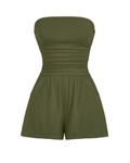 Audrey Combishort Femme – Combinaison Bustier Stretch Sans Manches à Imprimé Fleuri ou Uni