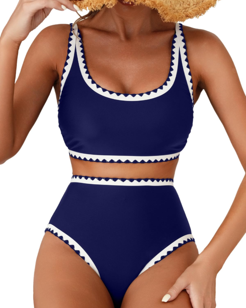 Lily Bikini Femme 2 Pièces – Taille Haute Fleuri avec Bretelles Réglables & Bonnets Amovibles
