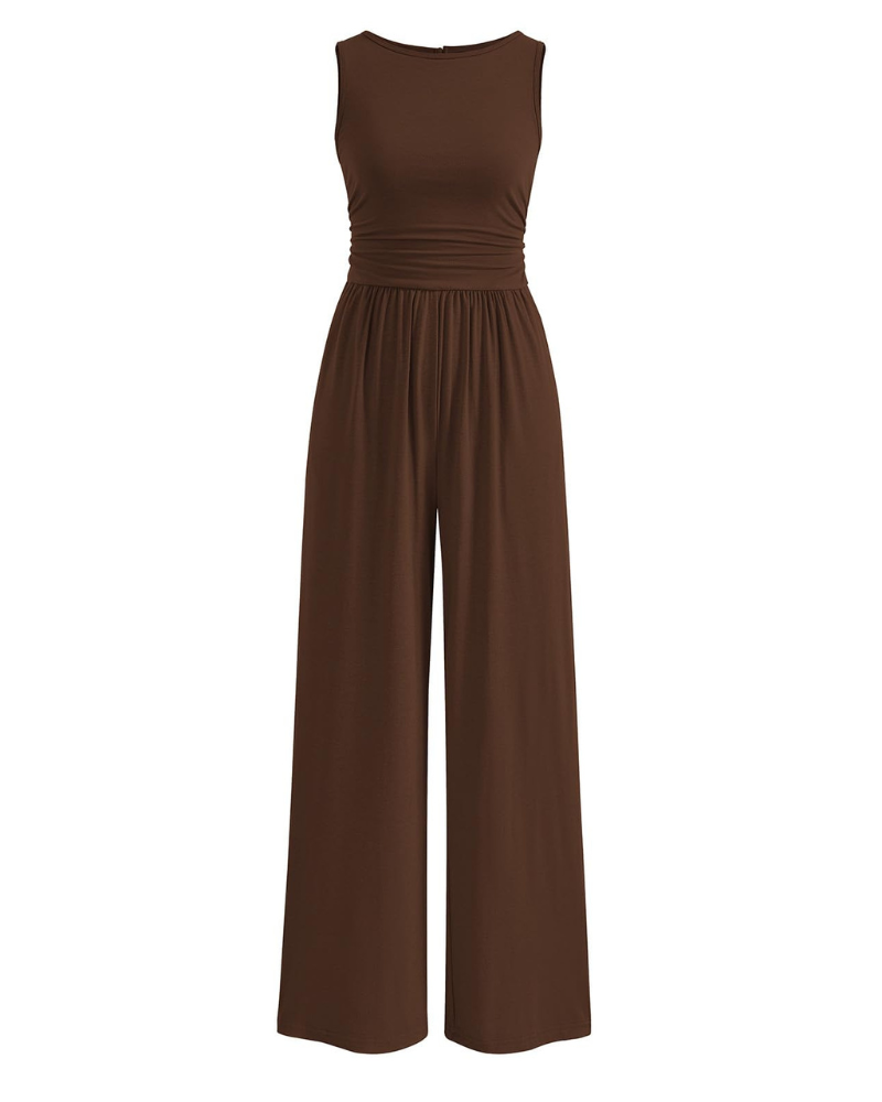 Grace Combinaison Femme – Combinaison Sans Manches à Jambes Larges avec Taille Froncée & Poches