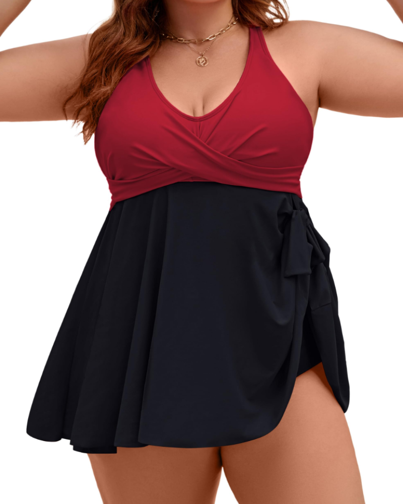 Sophia Tankini Grande Taille Femme – Robe de Bain 2 Pièces Gainante avec Culotte Taille Haute