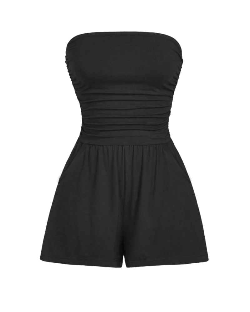 Audrey Combishort Femme – Combinaison Bustier Stretch Sans Manches à Imprimé Fleuri ou Uni
