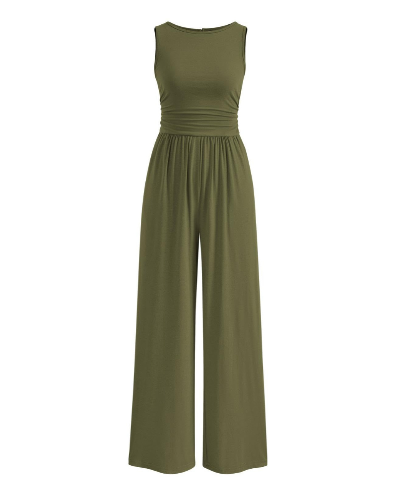Grace Combinaison Femme – Combinaison Sans Manches à Jambes Larges avec Taille Froncée & Poches