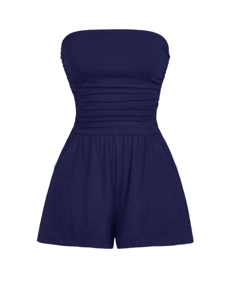 Audrey Combishort Femme – Combinaison Bustier Stretch Sans Manches à Imprimé Fleuri ou Uni