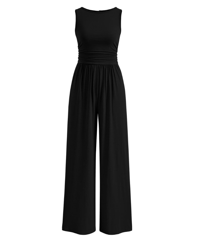 Grace Combinaison Femme – Combinaison Sans Manches à Jambes Larges avec Taille Froncée & Poches