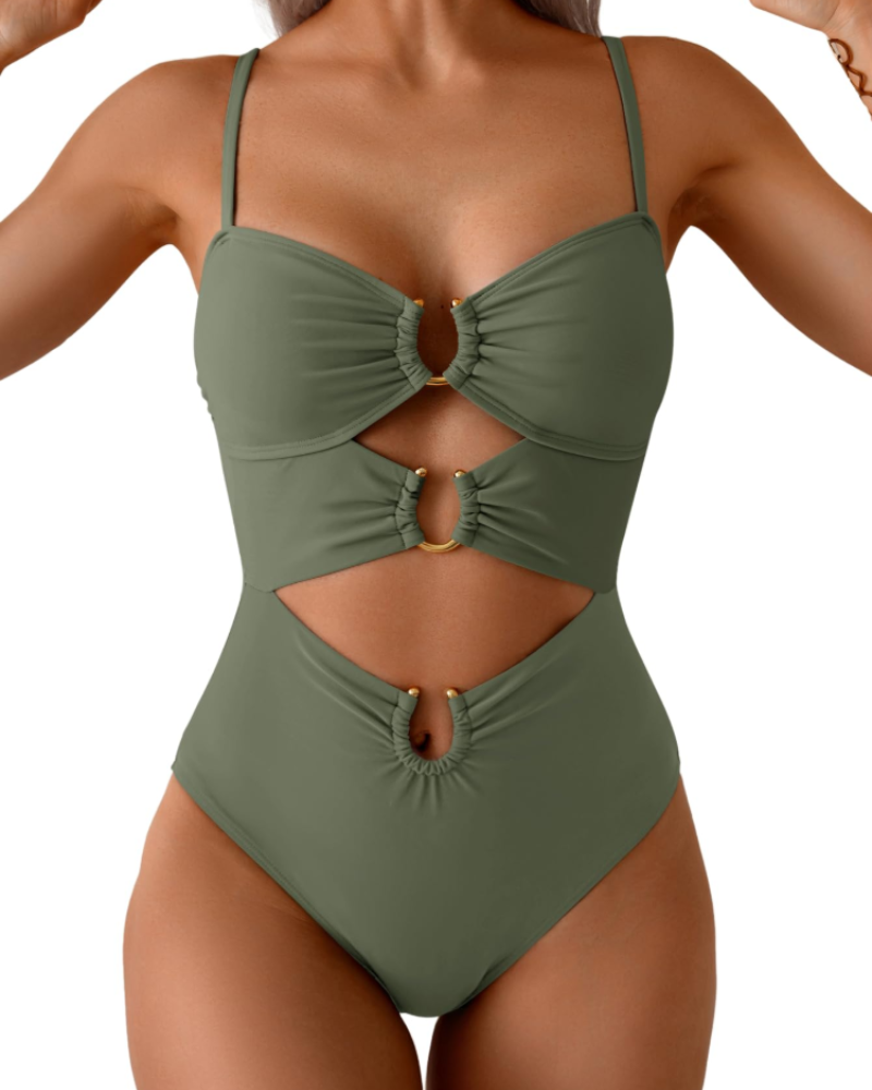 Isabelle Monokini Femme – Maillot de Bain 1 Pièce à Découpes avec Bretelles Réglables