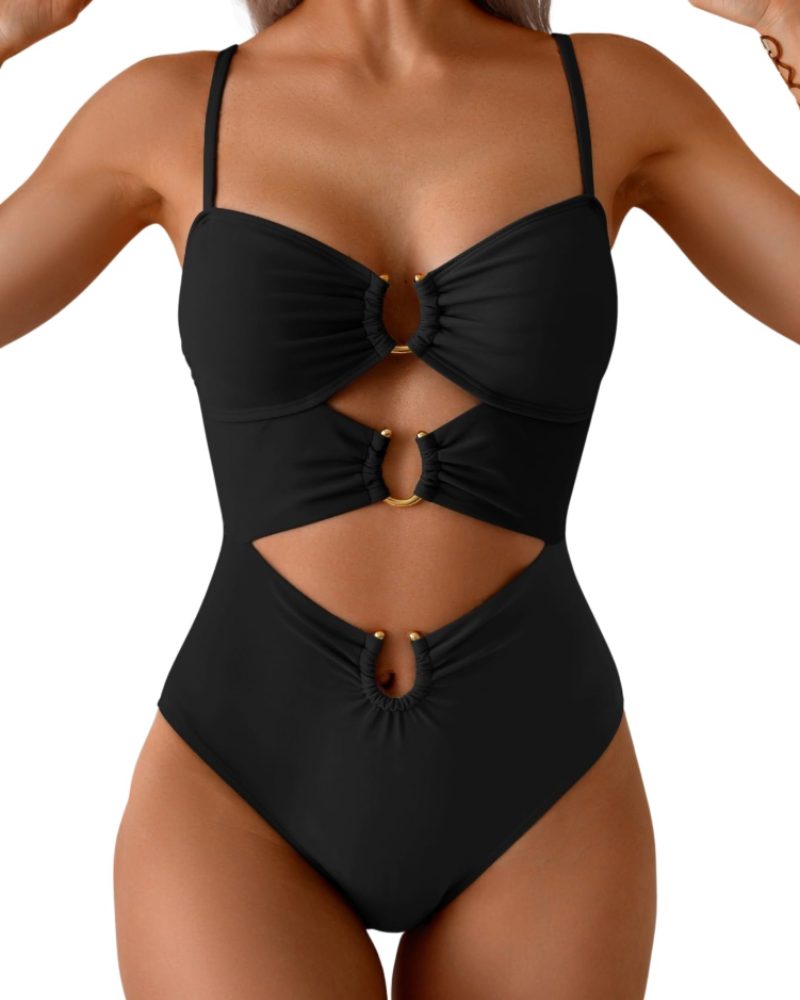 Isabelle Monokini Femme – Maillot de Bain 1 Pièce à Découpes avec Bretelles Réglables