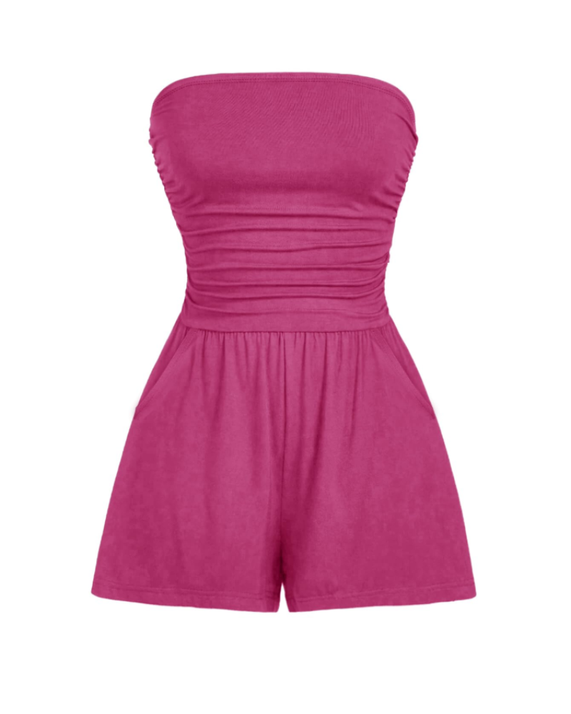 Audrey Combishort Femme – Combinaison Bustier Stretch Sans Manches à Imprimé Fleuri ou Uni