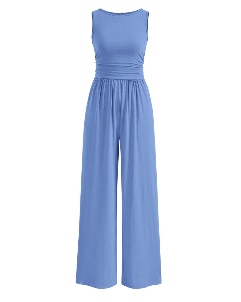 Grace Combinaison Femme – Combinaison Sans Manches à Jambes Larges avec Taille Froncée & Poches