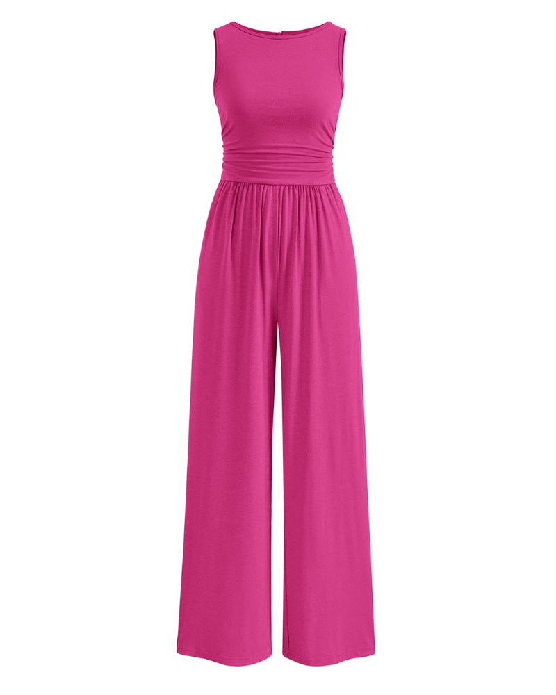 Grace Combinaison Femme – Combinaison Sans Manches à Jambes Larges avec Taille Froncée & Poches