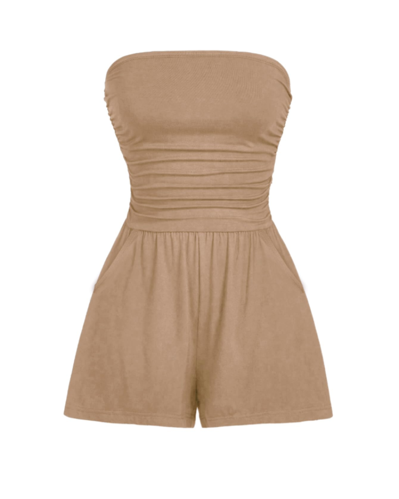 Audrey Combishort Femme – Combinaison Bustier Stretch Sans Manches à Imprimé Fleuri ou Uni
