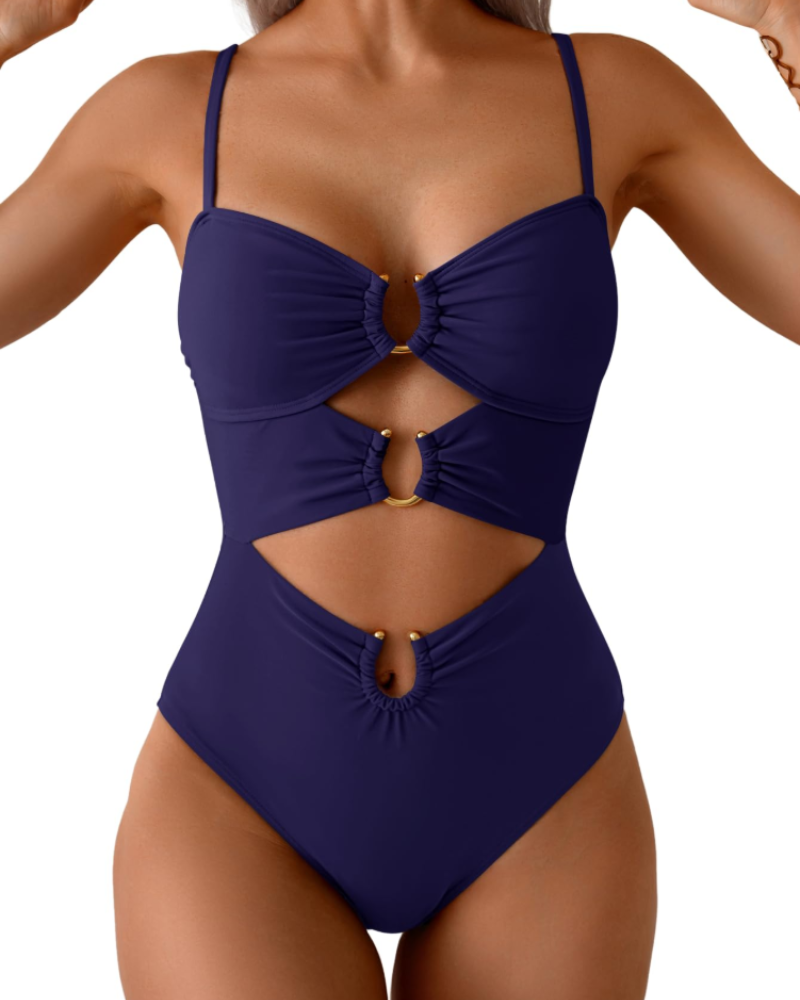 Isabelle Monokini Femme – Maillot de Bain 1 Pièce à Découpes avec Bretelles Réglables
