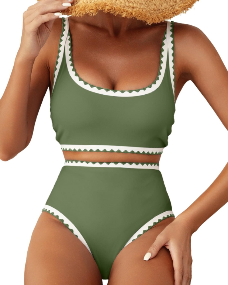 Lily Bikini Femme 2 Pièces – Taille Haute Fleuri avec Bretelles Réglables & Bonnets Amovibles