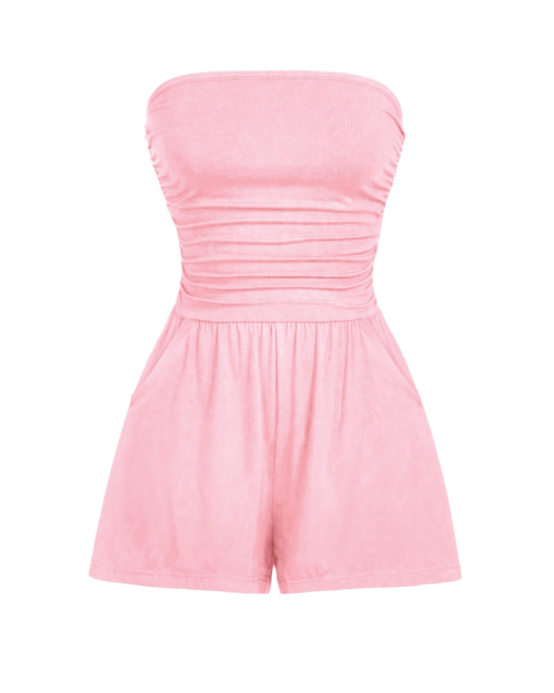 Audrey Combishort Femme – Combinaison Bustier Stretch Sans Manches à Imprimé Fleuri ou Uni