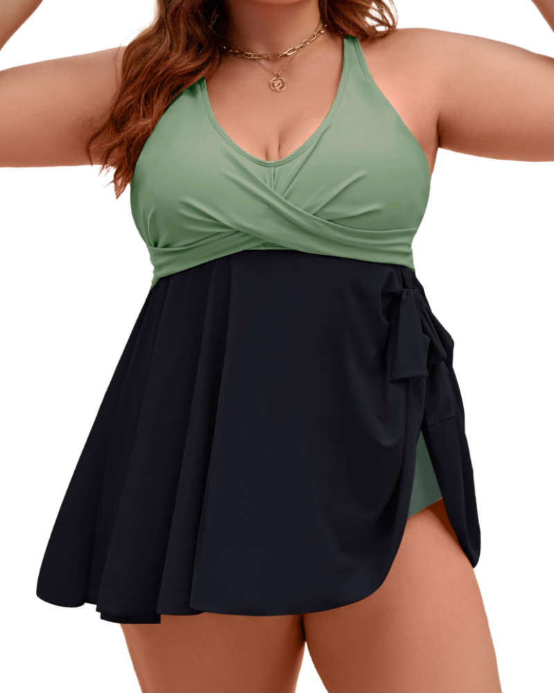 Sophia Tankini Grande Taille Femme – Robe de Bain 2 Pièces Gainante avec Culotte Taille Haute