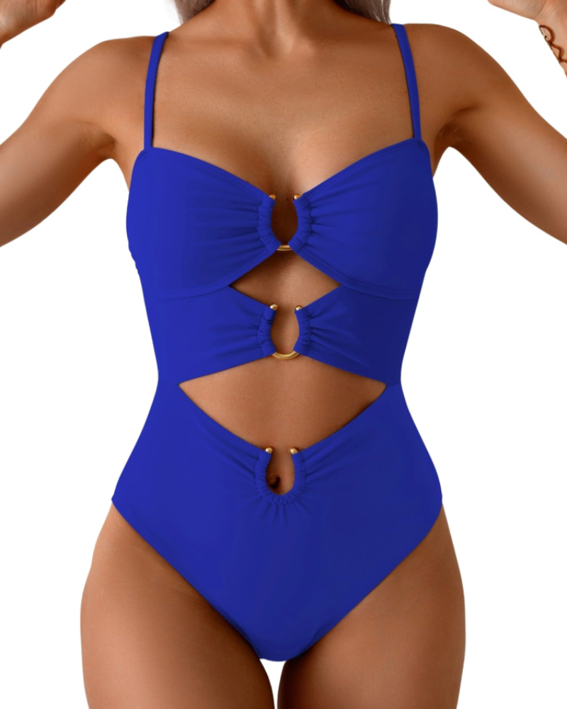 Isabelle Monokini Femme – Maillot de Bain 1 Pièce à Découpes avec Bretelles Réglables