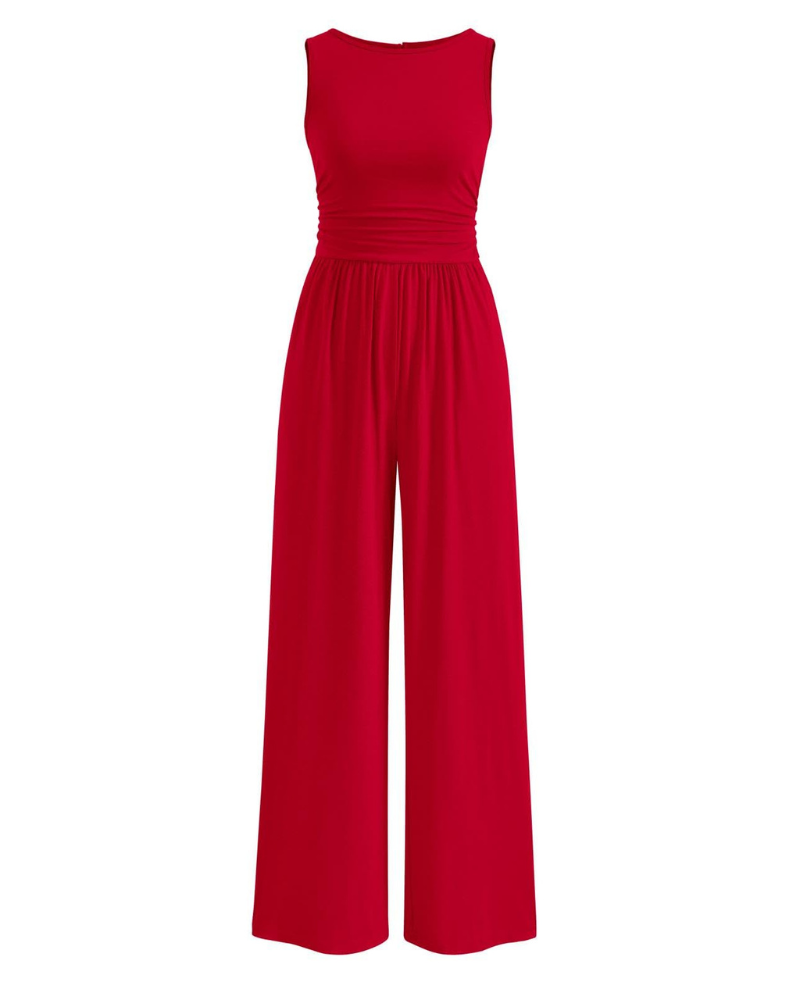 Grace Combinaison Femme – Combinaison Sans Manches à Jambes Larges avec Taille Froncée & Poches