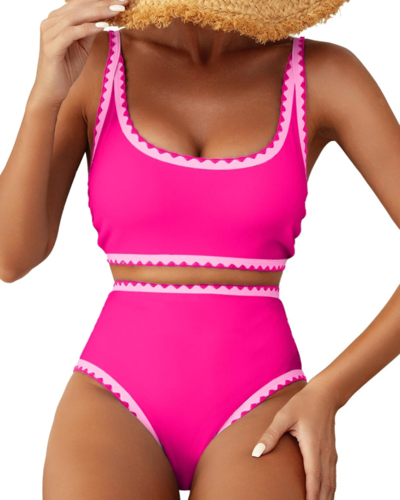Lily Bikini Femme 2 Pièces – Taille Haute Fleuri avec Bretelles Réglables & Bonnets Amovibles