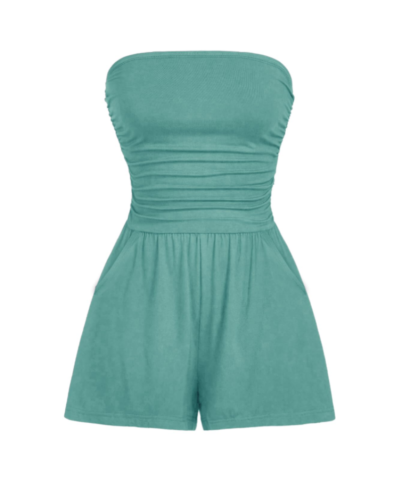 Audrey Combishort Femme – Combinaison Bustier Stretch Sans Manches à Imprimé Fleuri ou Uni
