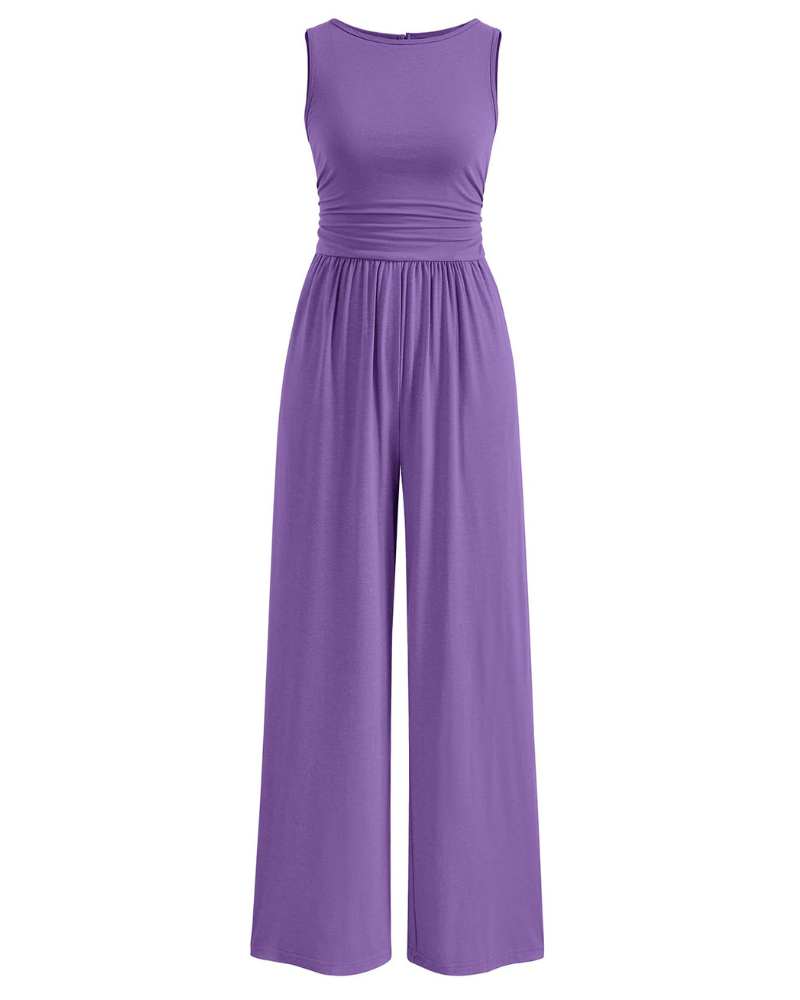 Grace Combinaison Femme – Combinaison Sans Manches à Jambes Larges avec Taille Froncée & Poches