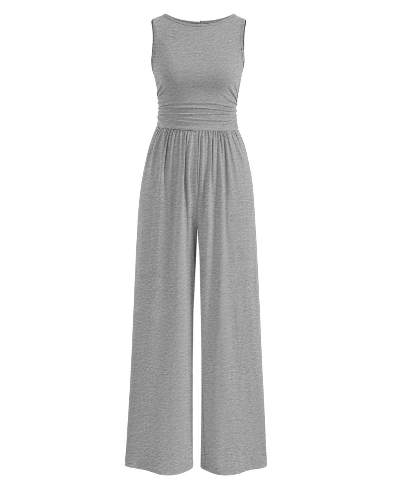 Grace Combinaison Femme – Combinaison Sans Manches à Jambes Larges avec Taille Froncée & Poches