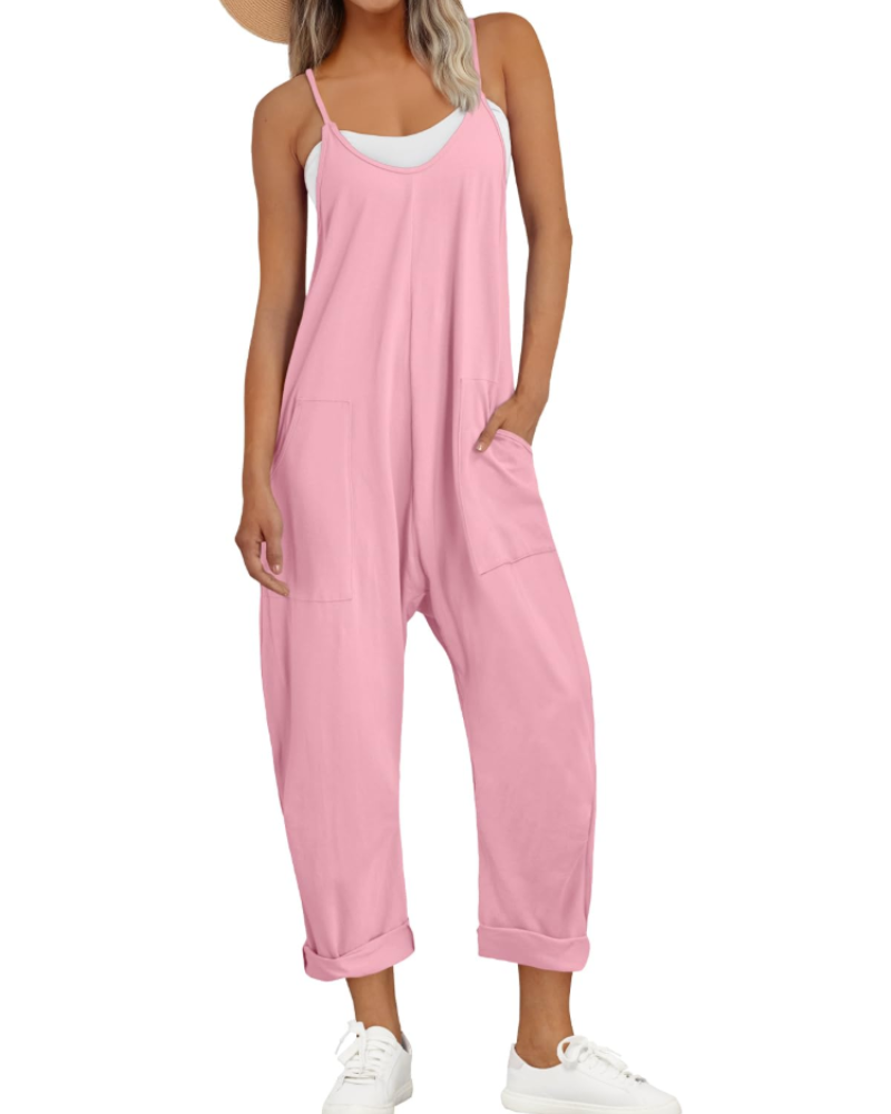 Savannah Combinaison Femme – Combinaison Ample à Bretelles Fines avec Poches en Coton