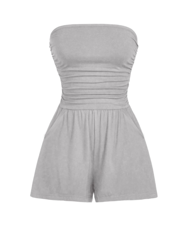 Audrey Combishort Femme – Combinaison Bustier Stretch Sans Manches à Imprimé Fleuri ou Uni