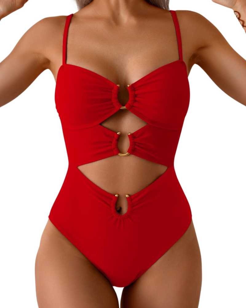Isabelle Monokini Femme – Maillot de Bain 1 Pièce à Découpes avec Bretelles Réglables