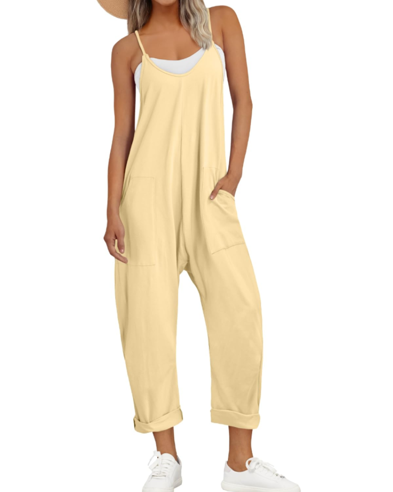 Savannah Combinaison Femme – Combinaison Ample à Bretelles Fines avec Poches en Coton