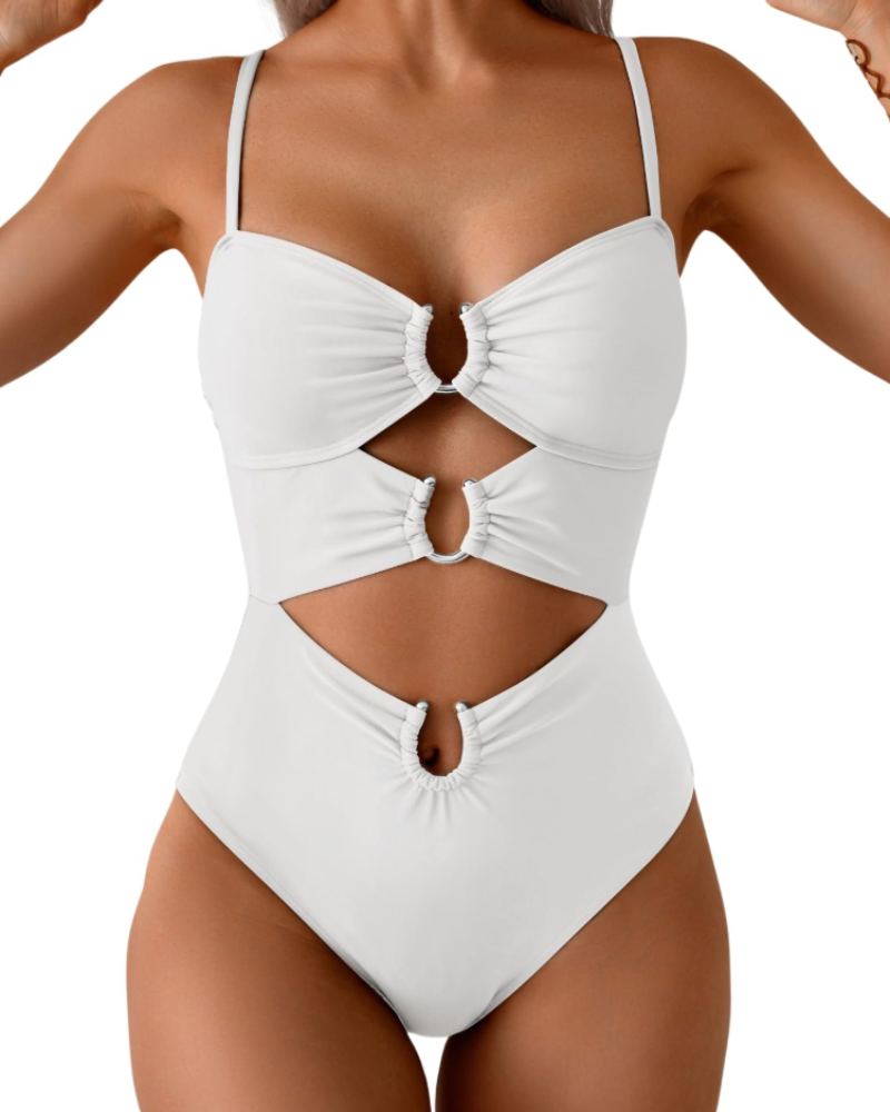 Isabelle Monokini Femme – Maillot de Bain 1 Pièce à Découpes avec Bretelles Réglables