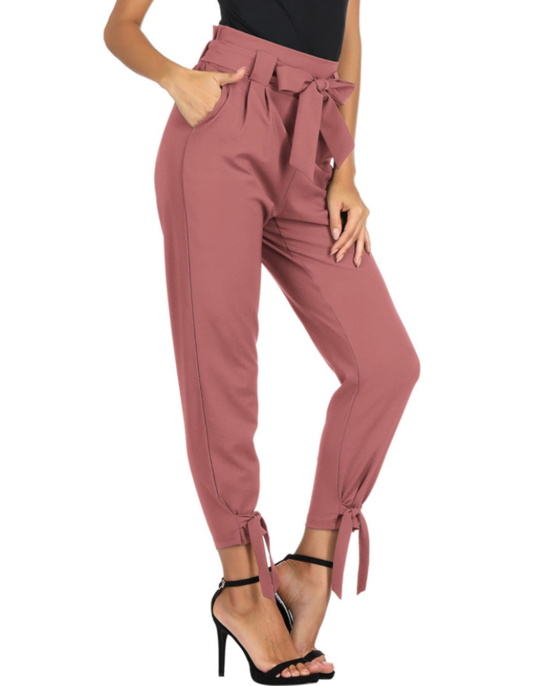 Pantaloni da donna Riley – Pantaloni a sigaretta a vita alta con cintura rimovibile, tasche e lunghezza alla caviglia